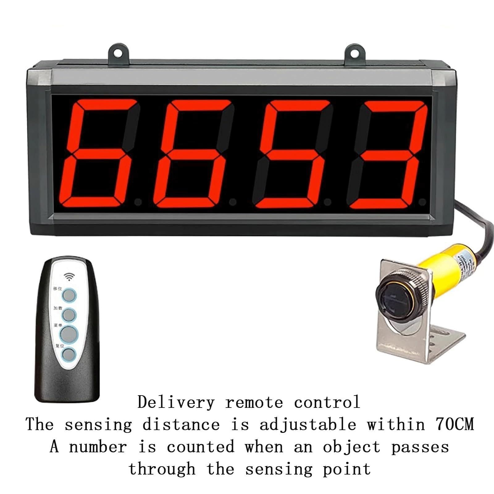 Contatore Digitale con Display LED a 4 cifre e Telecomando, Conta Fino a 9999, Ideale per fabbriche, officine, parcheggi, Nastri trasportatori, Linee di Produzione,