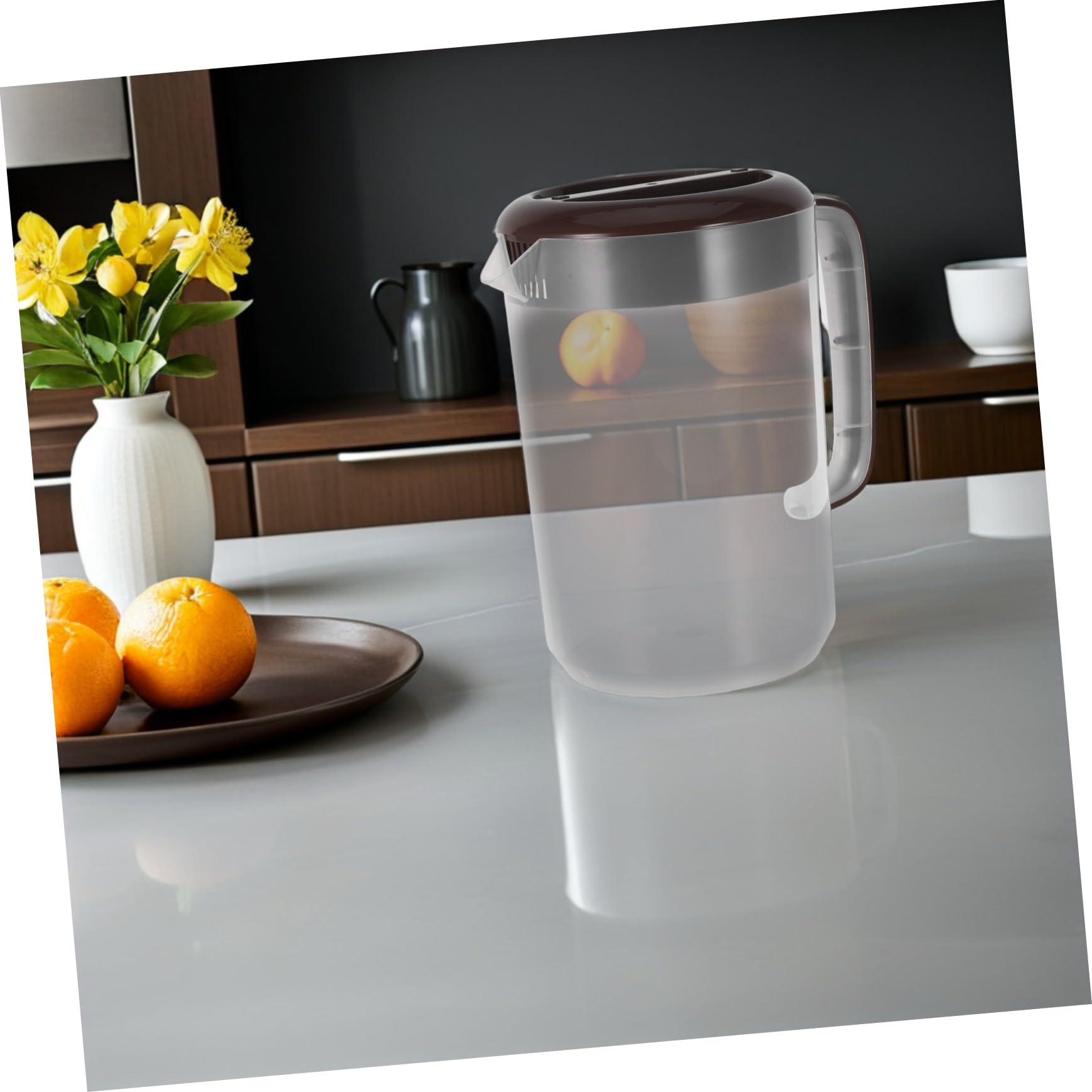Ciieeo Kunststoff Wasserkrug mit Deckel 5 Liter Pp Material Messskala Kühlschrankkrug für Kalte Getränke Saftkrug mit Großem Fassungsvermögen und Verdicktem Design