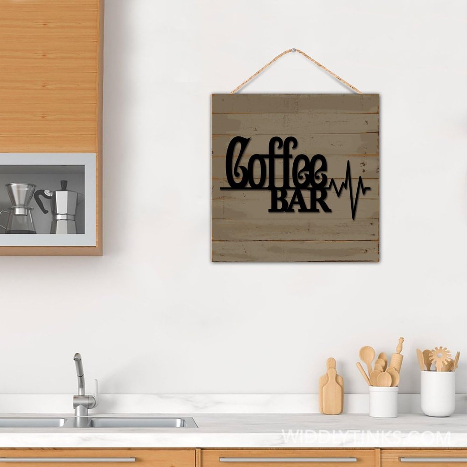 Targa in legno per bar, decorazione da parete, rustica, per angoli colazione, bar, ristoranti, per tavolo, ufficio, cottage, 30,5 x 30,5 cm