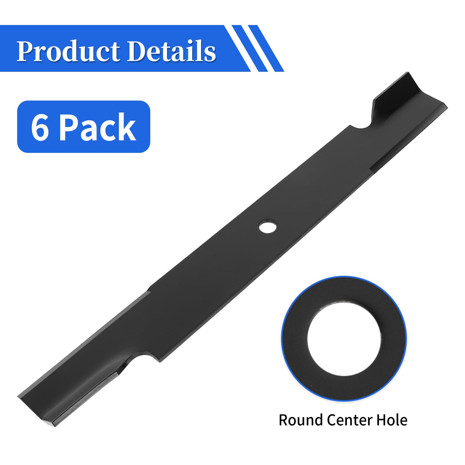 Keycci 038-6050-00 - Cuchillas de alta elevación compatibles con Bad Boy to ro de 60 pulgadas, cuchillas de cortacésped con muescas de repuesto 038-6060-00 038-2007-00 103-2530, paquete de 6
