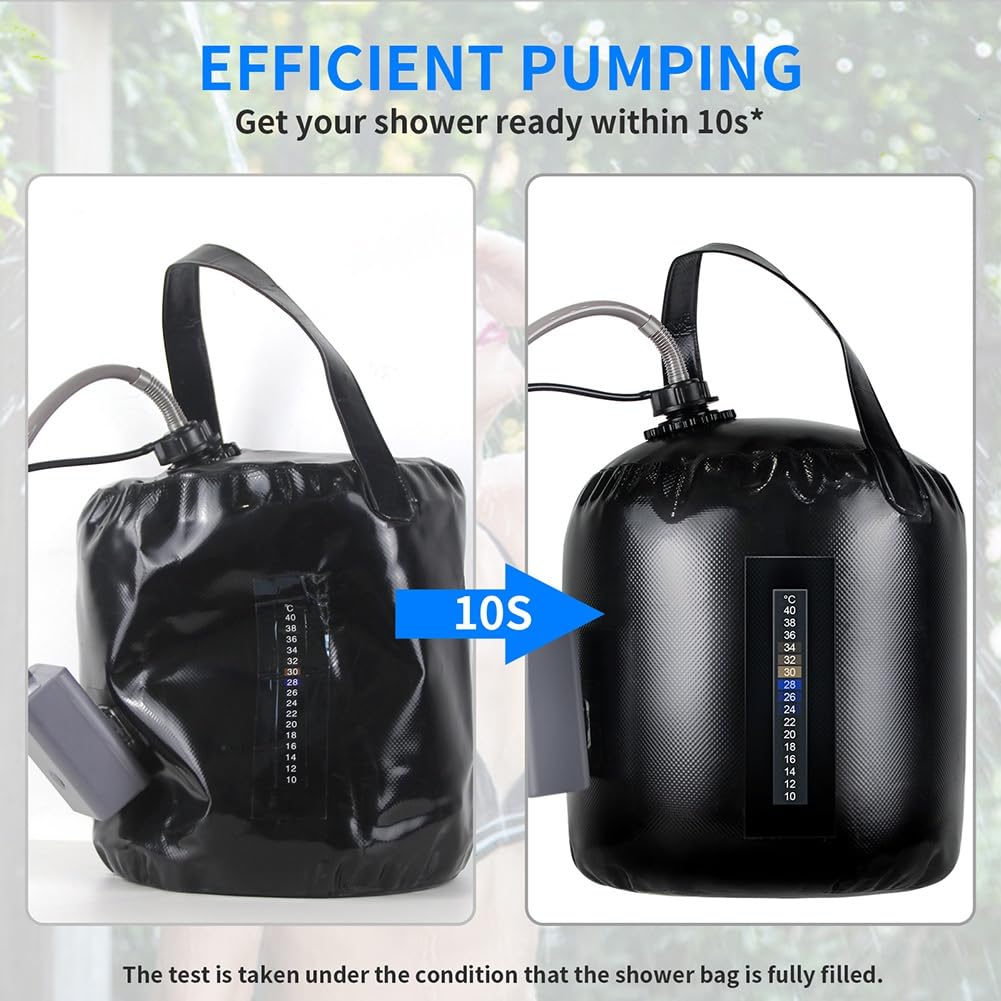 Tragbare Campingdusche mit 20L Solar Heiztasche Wiederaufladbare Elektropumpe zum Bewässern Von Blumen Waken Strandwaschen