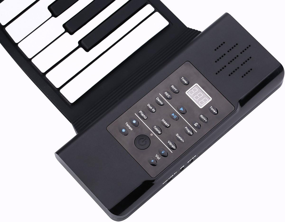 61 Keys Professional Silicon rubber USB midi Flexible Roll up Electronic Piano Keyboard with louder speaker,for windows and mac os