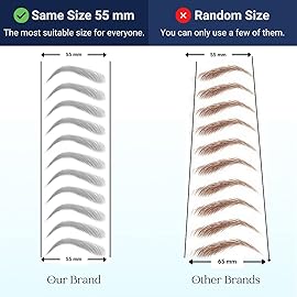 Bliss and Beyond USA, 2 sheets eyebrow tattoo waterproof sticker, Long Lasting, Natural Looking Fake Eyebrow for Alopecia, Chemo, Cancer gift. Same Size eyebrow tattoos (Dramatic Hollywood, Black)