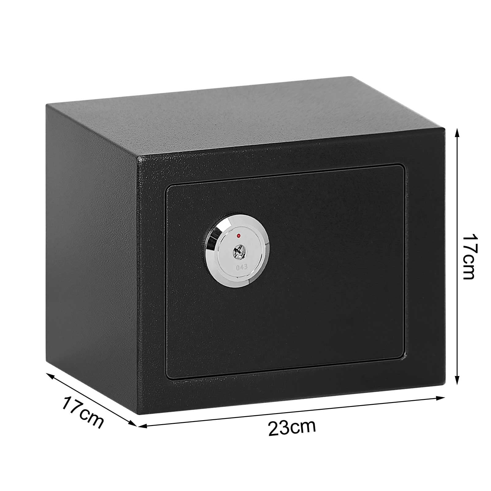 6,4L Feuer- und Wasserdichter Möbeltresor – Sicherheitsstufe mit Doppelbartschloss, Stabiler Stahl-Safe in Schwarz – Ideal als Dokumententresor oder Wand-Safe für Zuhause & Büro