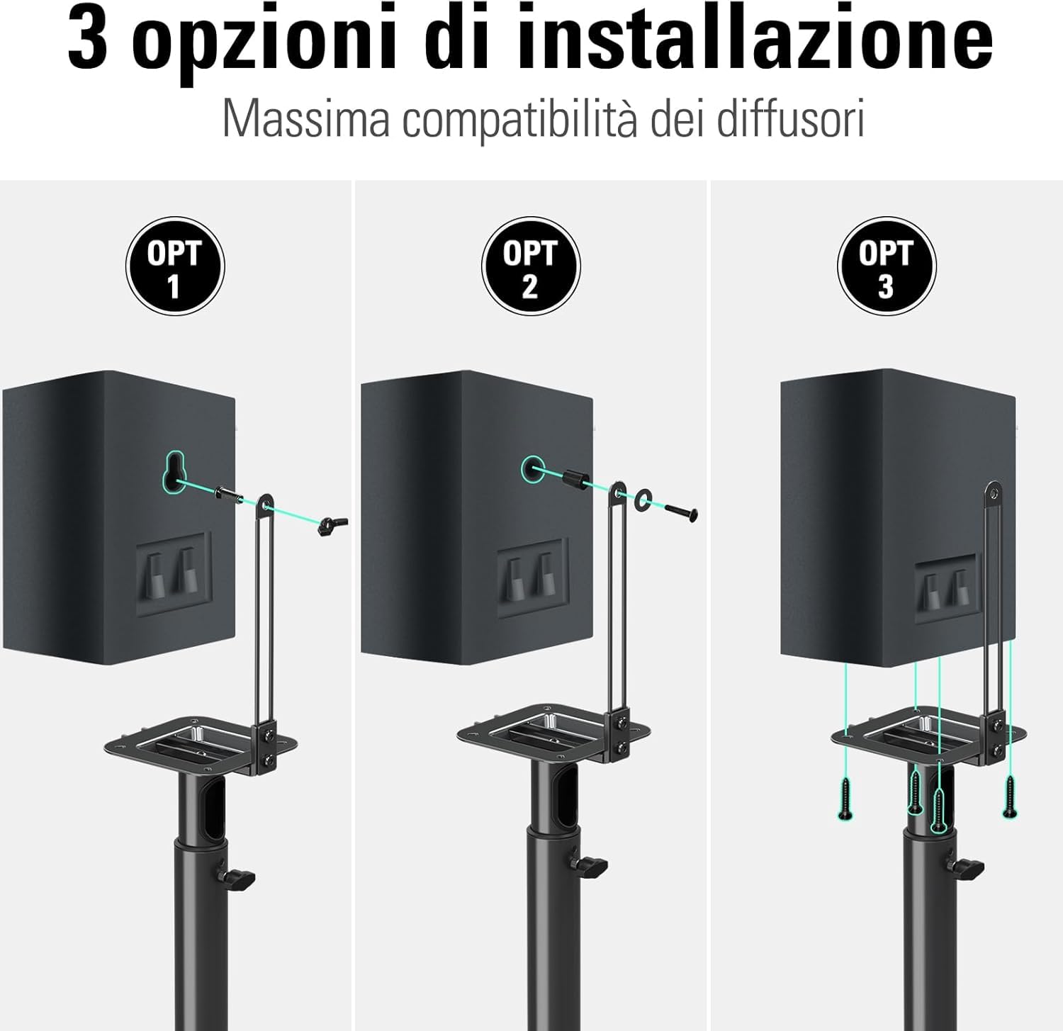 Mounting Dream Supporto altoparlante regolabile altezza per satelliti 5 kg set 2