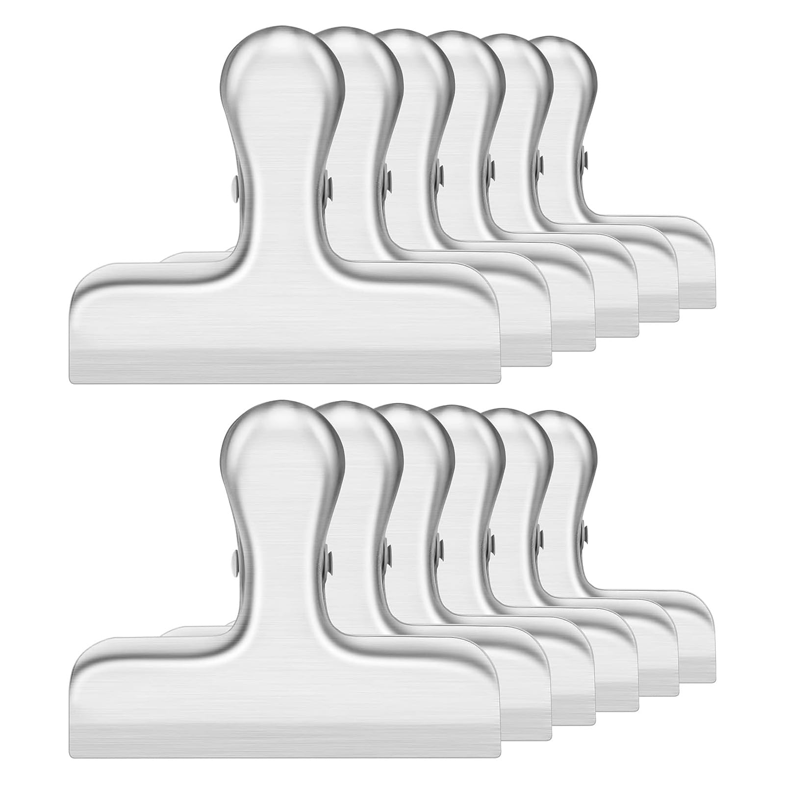 Chip Clips,U-HOOME 12 Pack Stainless Steel Chip Clip, Chip Clips Food Clips, Bag Clips for Food, Clips for Food Packages,Air Tight Seal, Heavy Duty Snack Clips Kitchen Clips (Gery)