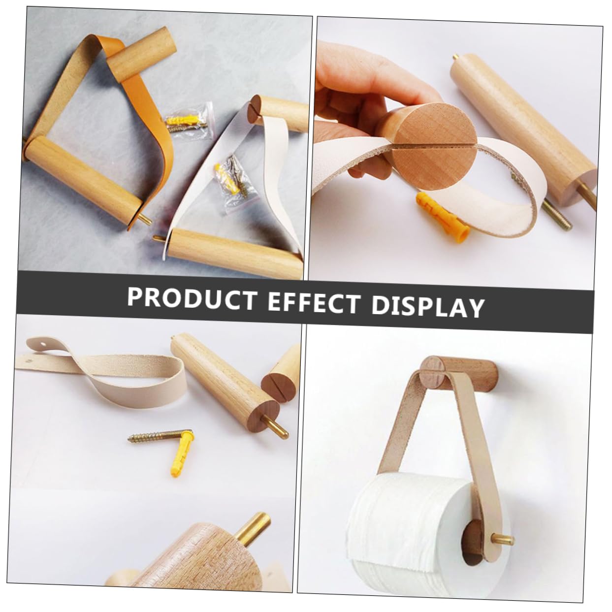 DOITOOL 3 Piezas Soporte Higiénico de Madera con Colgador de Pared Diseño Rústico y Práctico para Baño y Cocina Almacenamiento Compacto para Toallas