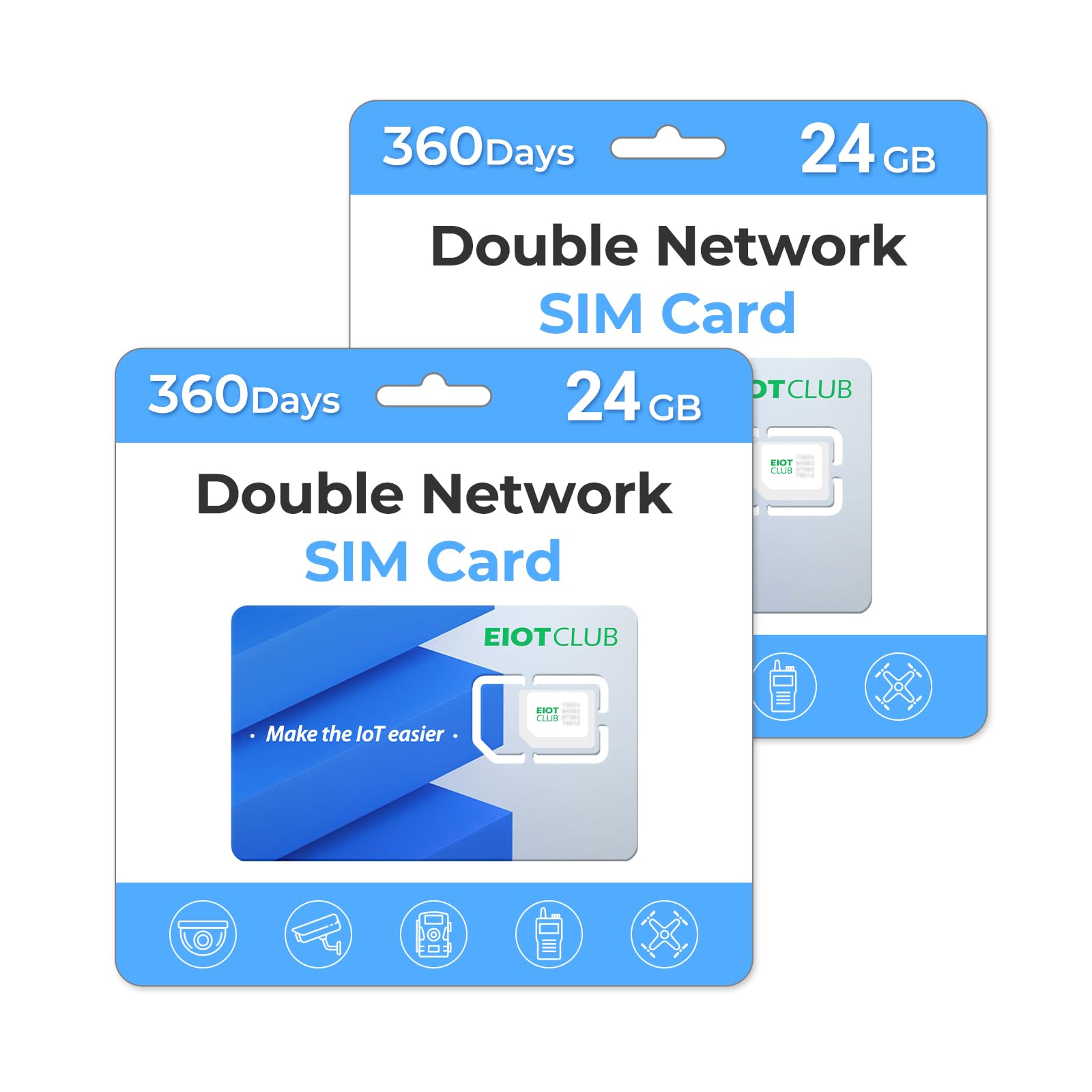 (2 Pack) EIOTCLUB Data Only SIM Card-24GB 360Day-Support USA 5G/4G/LTE Coverage Network for Cellular Security Camera Hunting Camera & Router (No Phone Number, Data Only)