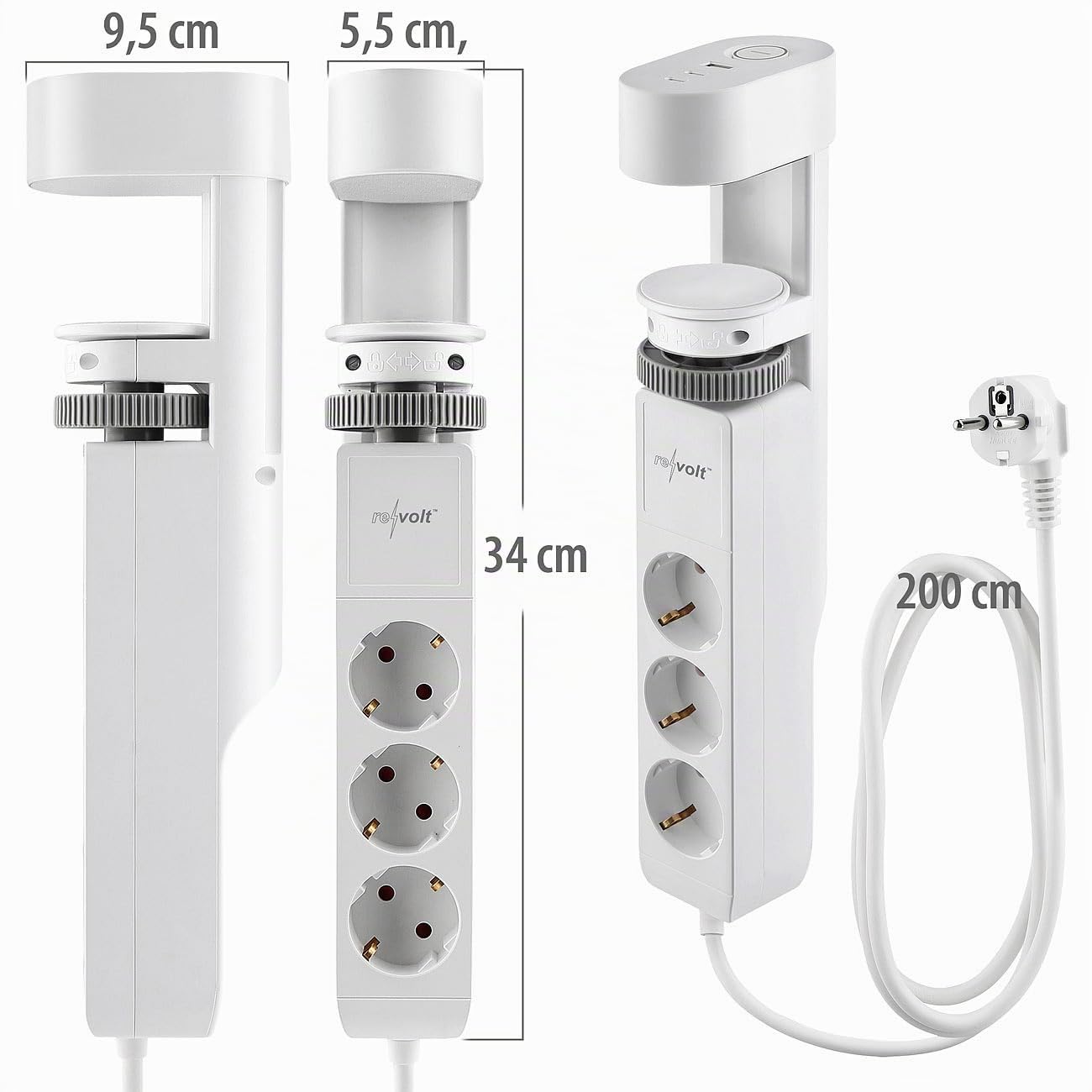 revolt Steckdose Leiste mit: 2er-Set 3-fach-Tischsteckdose mit Schraubklemme, 2x USB-C, 1x USB-A (Steckdosenleiste mit Schraubklemme, C Steckdosenleiste mit PD)