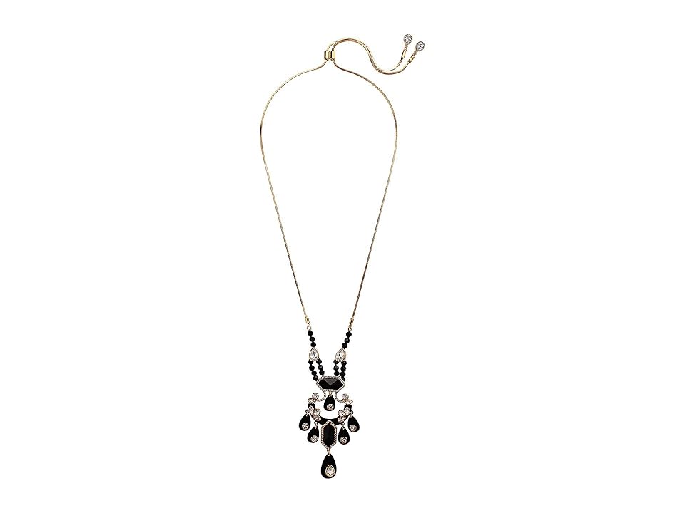 

GUESS Jet Pendant Necklace with Slider Closure (Gold/Jet) Necklace, Black