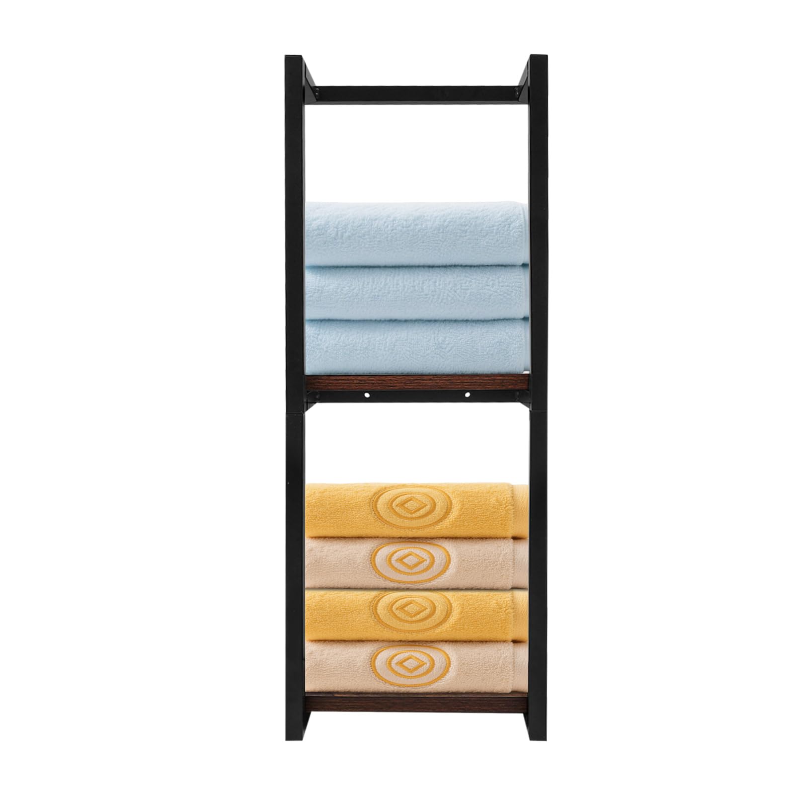Porte-serviettes mural design ouvert avec double étagère de rangement