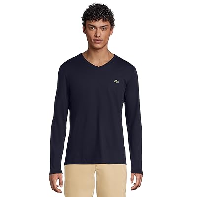 Lacoste Long Sleeve Pima Jersey V Neck T Shirt Men