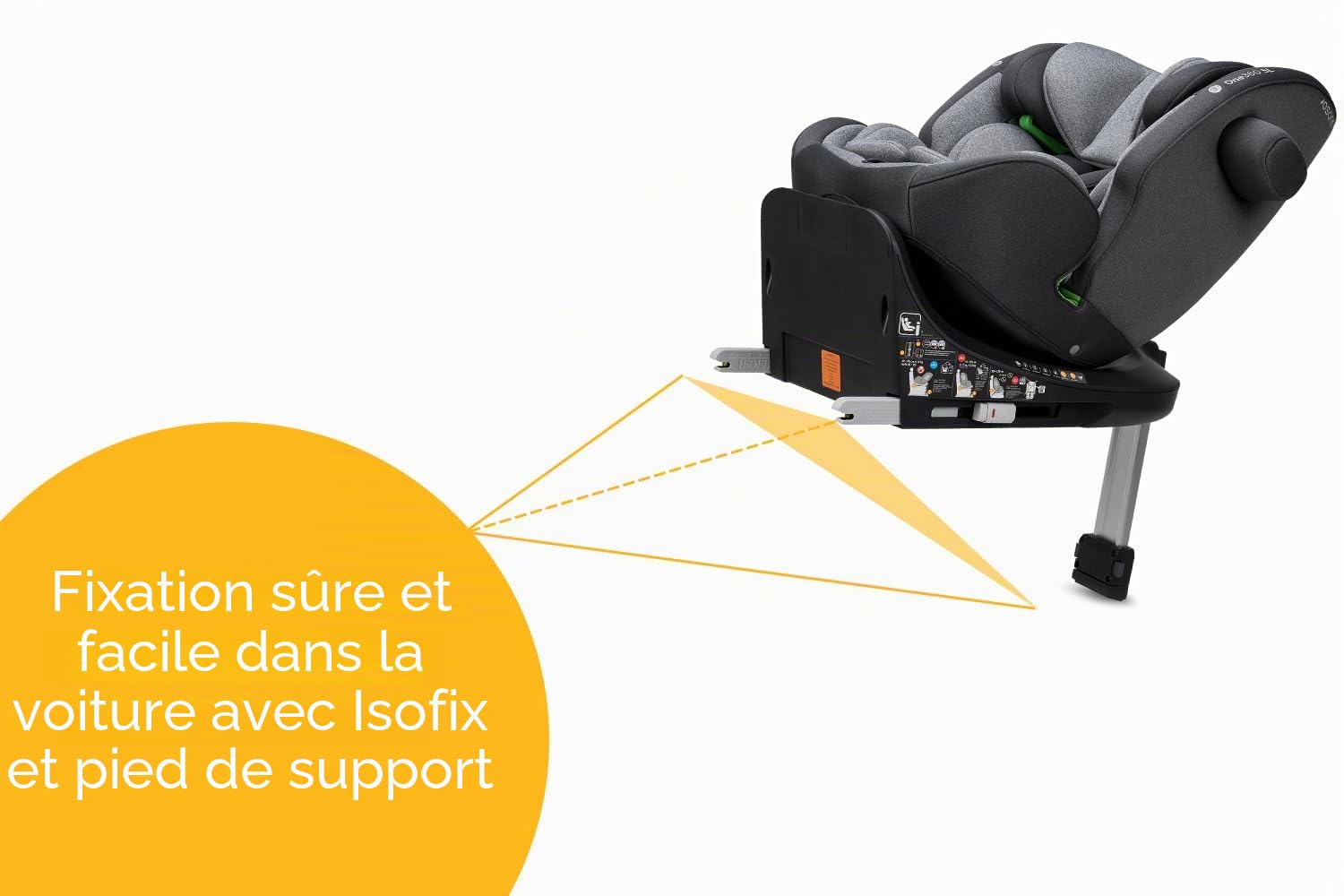OSANN - Siège auto bébé/enfant One360 SL Rotatif 360° Isofix/Jambe de force - 40-150 cm - 0 à 12 ans - Groupe 1/2/3 - Gris, Hauteurs 14 positions, Dos/Face à la route, Supports pour sangles d'épaules