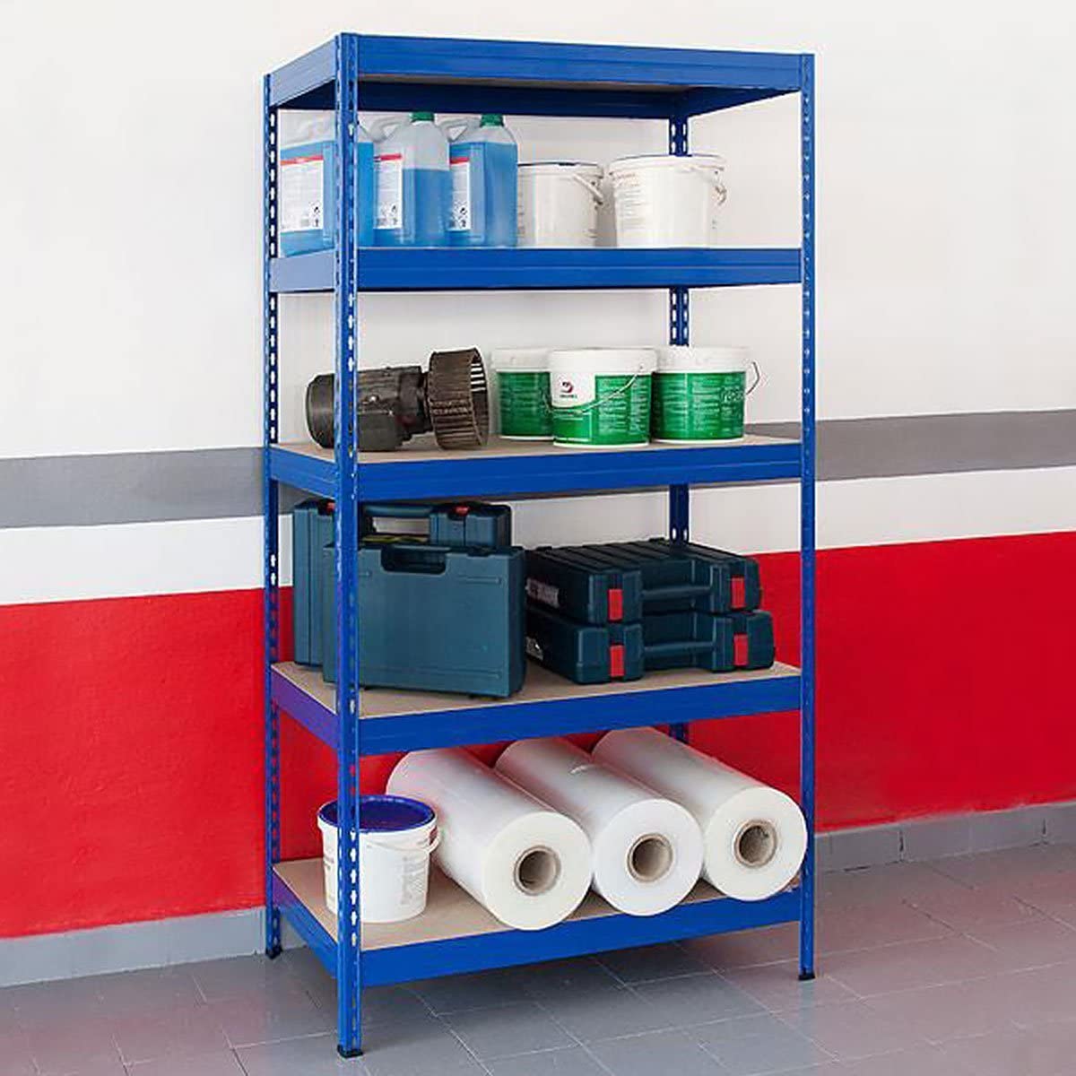 KARAT Rekken voor zware lasten voor garage, kelder, werkplaats - steekrek - breed rek - opbergrek - kelderrek - hoekrek - bandenrek - roosterrek (grijs, 180 x 90 x 60 cm