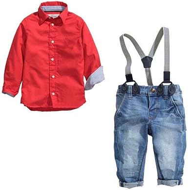 Amazon.com: Conjunto de ropa de mezclilla para niños pequeños y con tirantes  de desmalezar : Ropa, Zapatos y Joyería