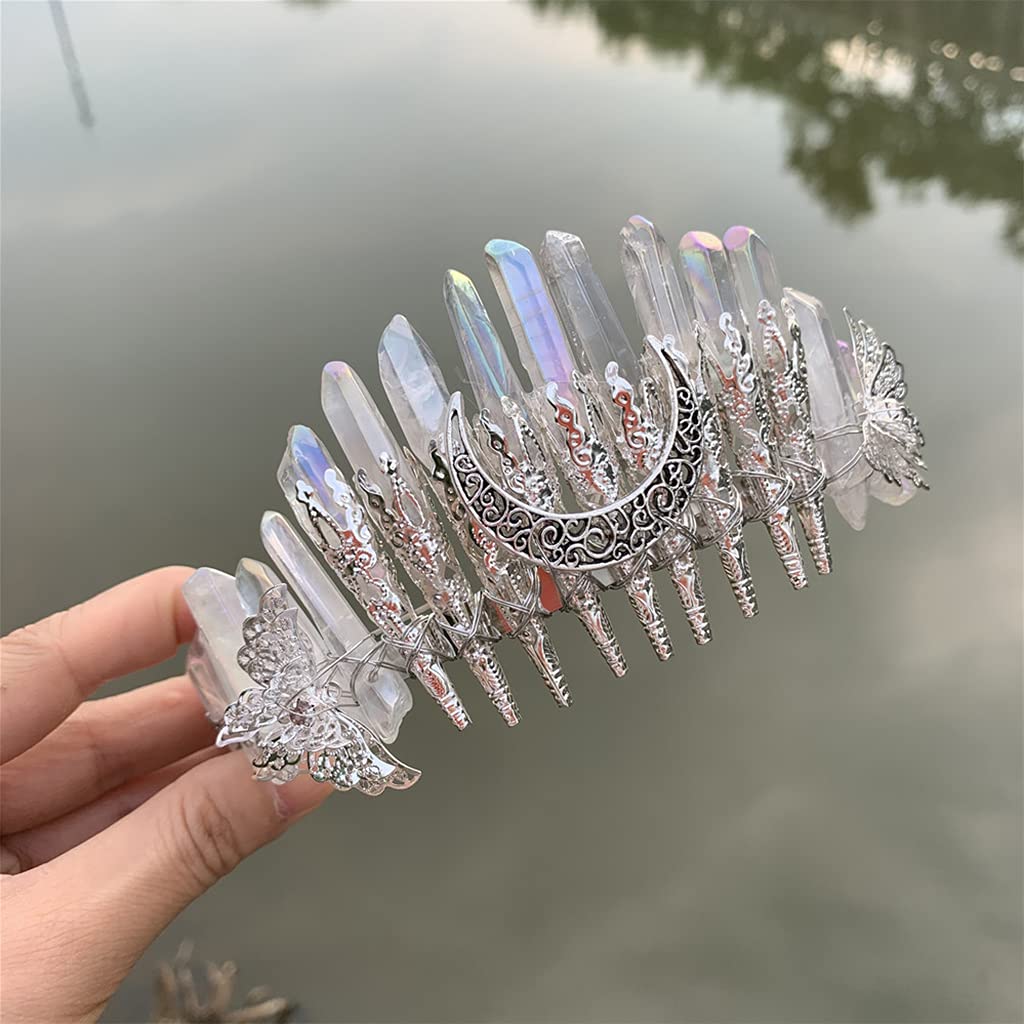 Corone in cristallo di quarzo con elegante copricapo decorativo diademi per capelli accessori per capelli al quarzo con