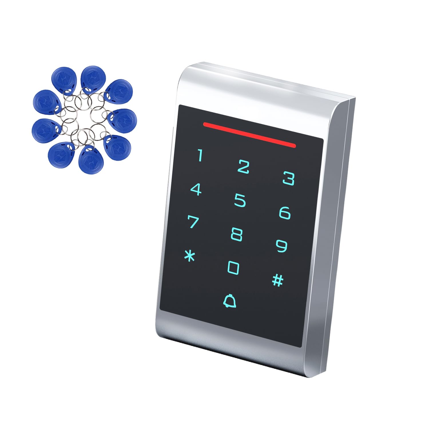 Zutrittskontrolle RFID – Zutrittskontroller mit Doppelfrequenz (ID + IC / NFC), Codeschloss mit beleuchteter Tastatur, IP68 wasserdicht, DC 12–24V, für Wohnung, Büro und Tor, + 10 Tag 125 kHz(2)