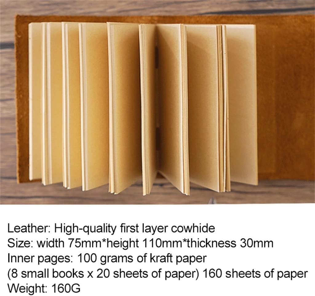 Tragbares Buch mit echtem Ledereinband, handgefertigt, Retro-Tagebücher, Tagebuch, Kraftpapier, Skizzenbuch, Schreibbedarf, A-70 x 100 mm
