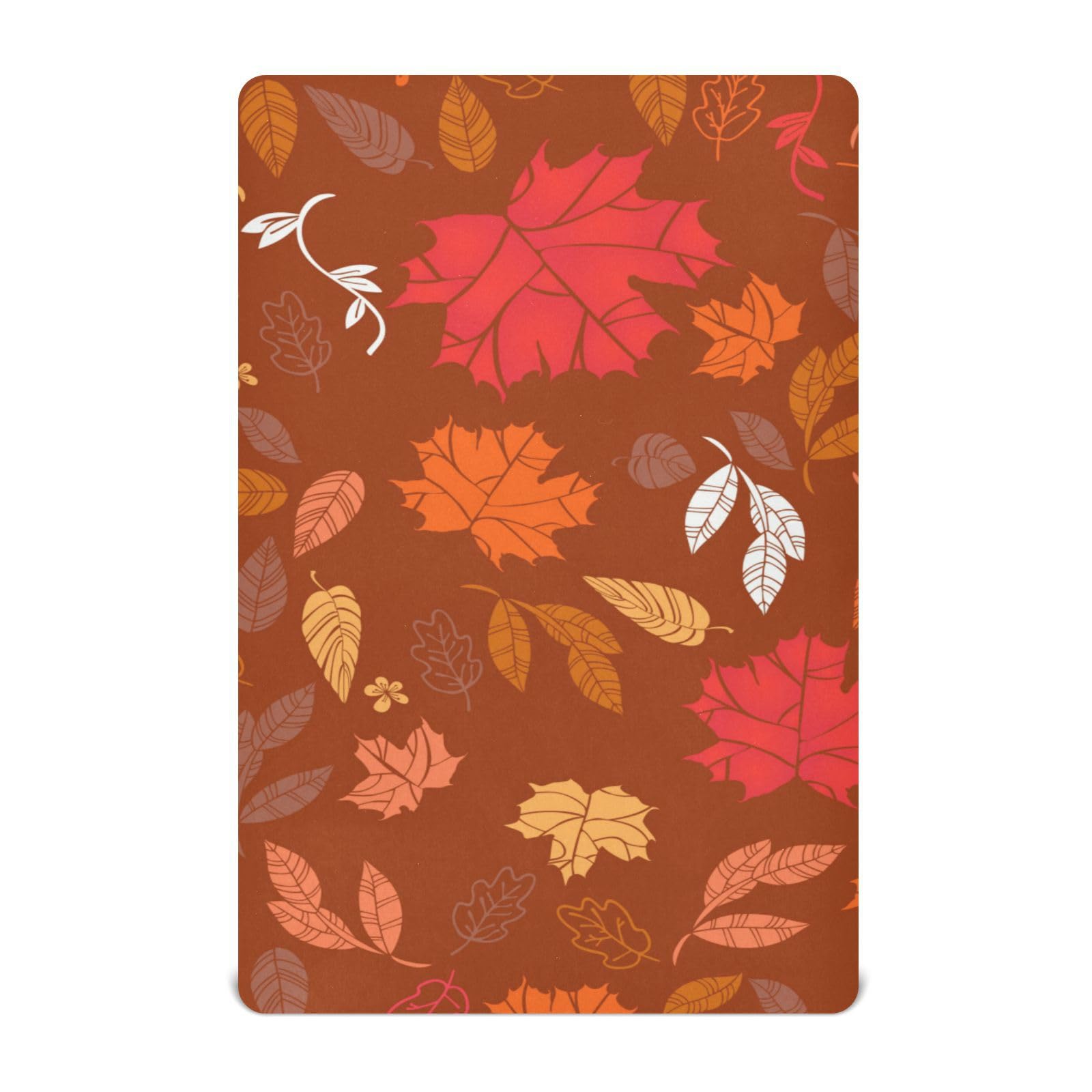 Moudou Autumn Maple Leaf Playard Sheet for Boy Girls, Soft Breathable Fitted Toddler Sheet for Standard Playard Bed Mattress, 39 x 27 x 5 Inch