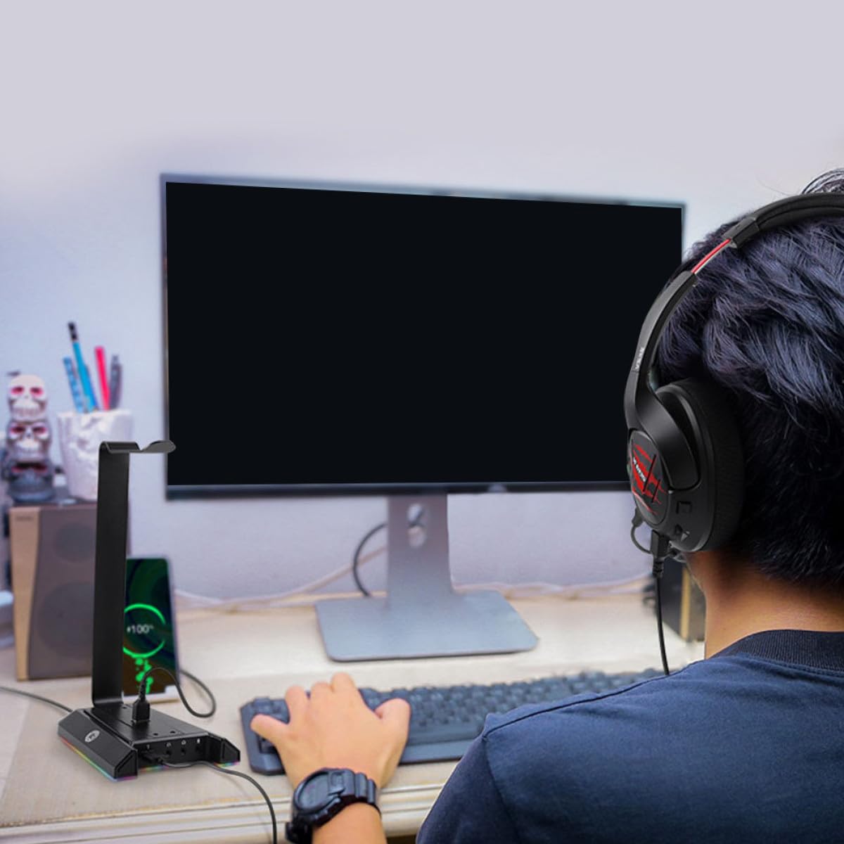 Cabilock Soporte Para Cascos Gaming Soporte Auriculares Organizador Mesa Compacto