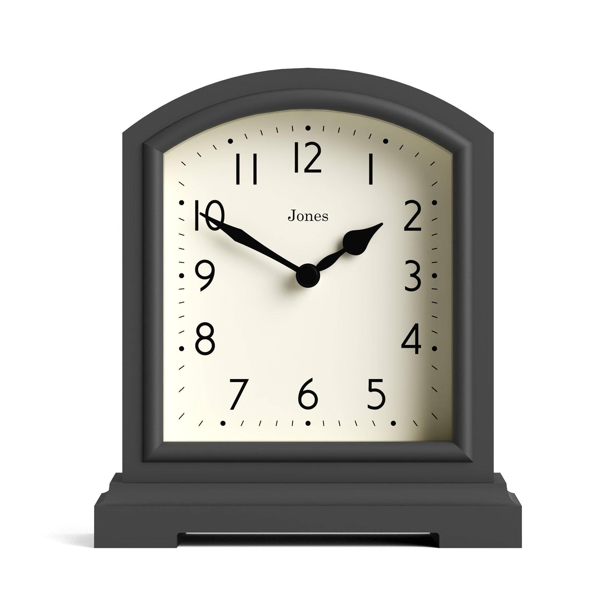 Sponsored Ad – Jones Clocks® Tavern mantel clock | Modern arch top design | Dark grey | Contemporary classic style for desk, table, shelf or bedside