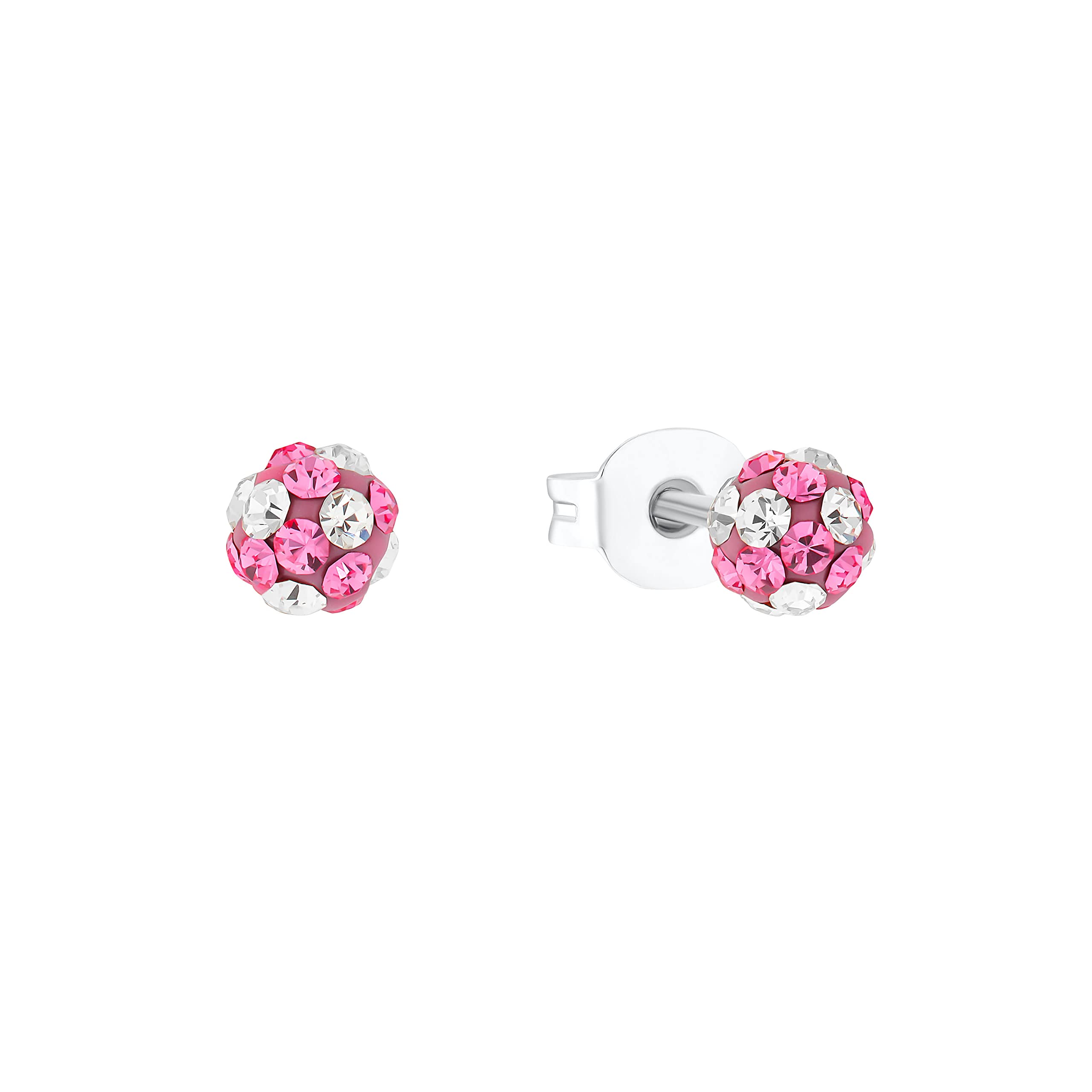 Prinzessin Lillifee stud earrings 925 sterling silver girls' children's earrings, with Preciosa, 0.4 cm, silver, comes in jewelry gift box 2013162