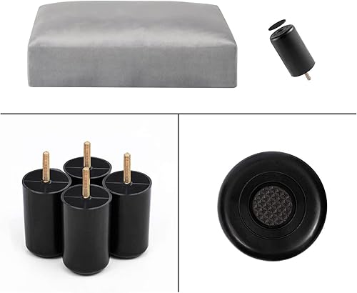 Miniatura 6 de Adeco Otomano pequeño, reposapiés cuadrado de terciopelo con patas de plástico, reposapiés con almohadillas antideslizantes para sala de estar,