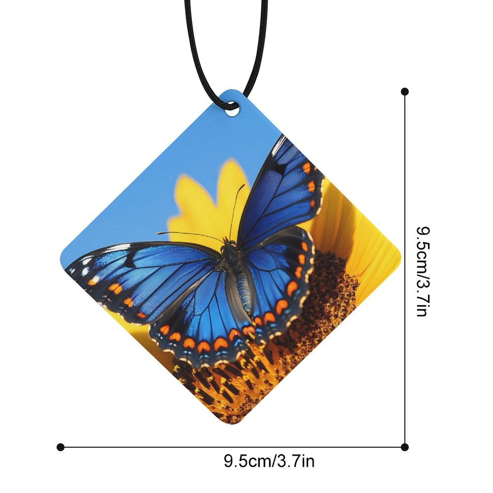Sunflower Butterfly Flowers Car Air Freshener Hanging Aromatherapy Tablets for Car Accessories Rhombus