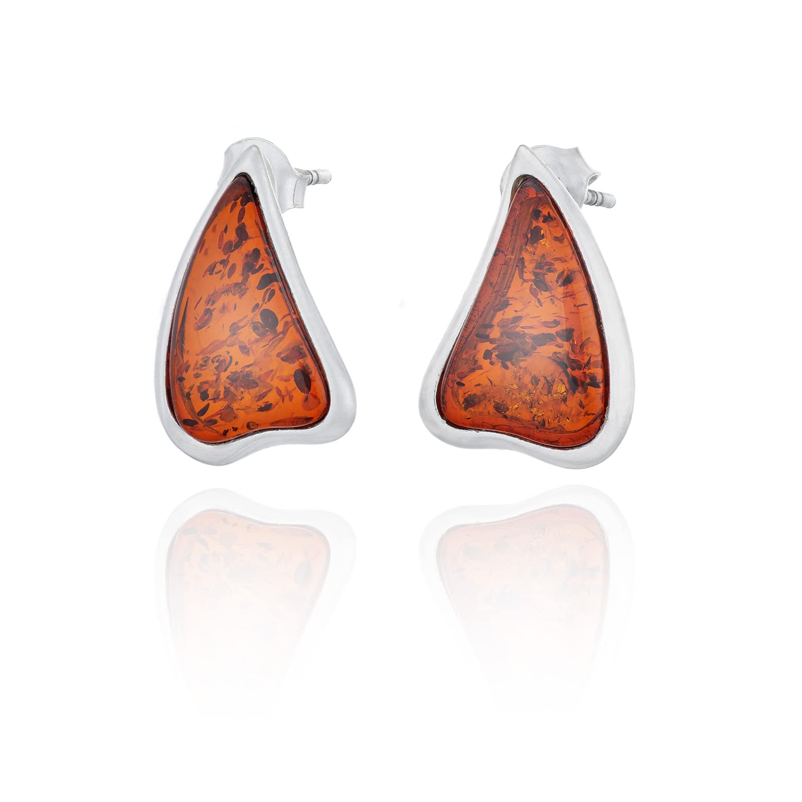 Orecchini da donna in argento Brigitte K con ambra, ambra baltica color cognac, argento 925, regalo per le donne