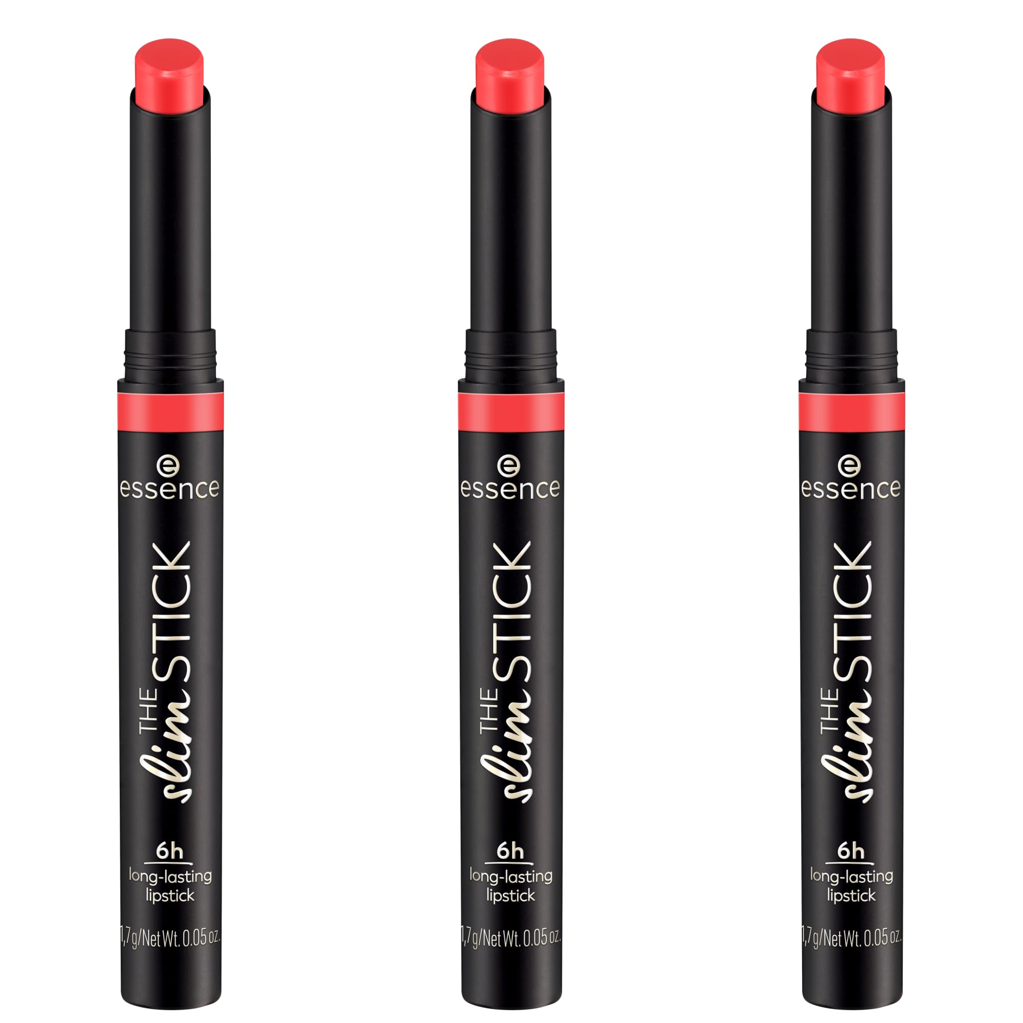 essence THE slim STICK, Lippenstift, Nr. 108, Orange, langanhaltend, pflegend, Expressergebnis, farbintensiv, matt, vegan, ohne Parfüm, ohne Alkohol, ohne Parabene, 3er Pack (3x1.7g)