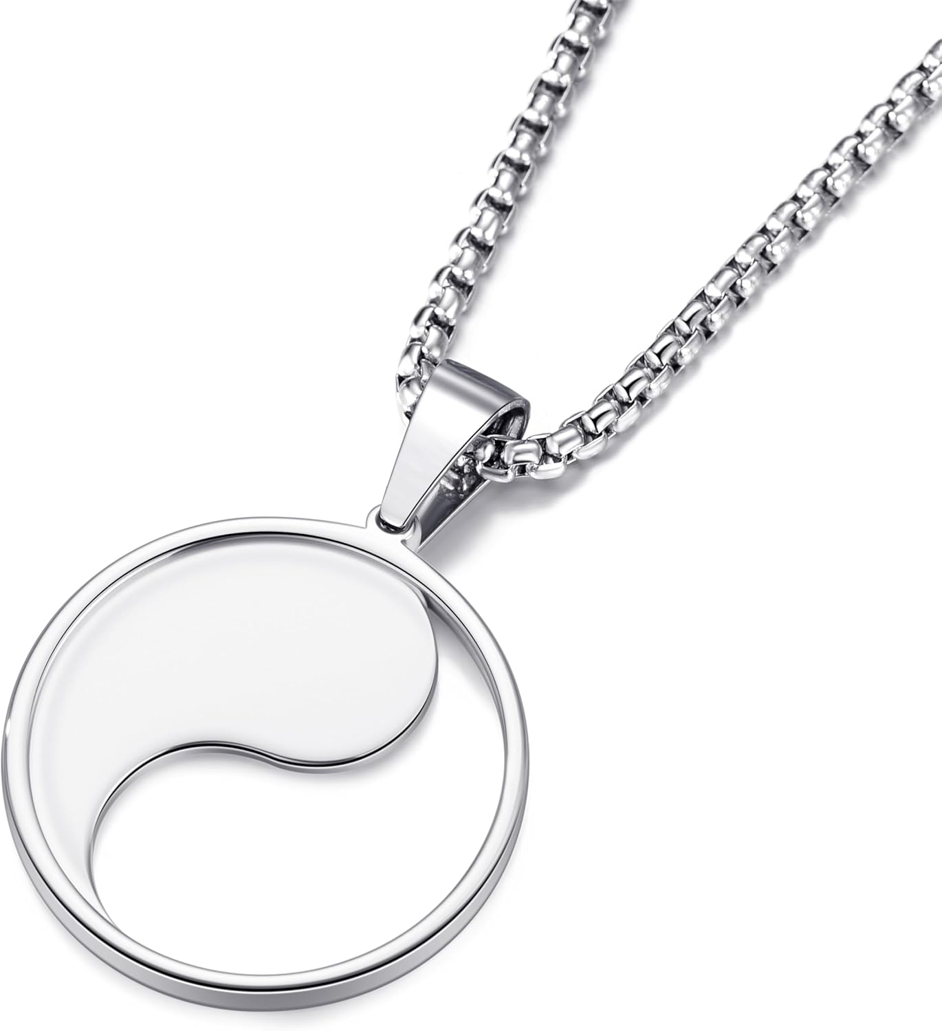 Men's Yin Yang Pendant Necklace with 24 Inch Stainless Steel Chain Taoist Symbol Amulet Balance Jewelry for Men - Image 2