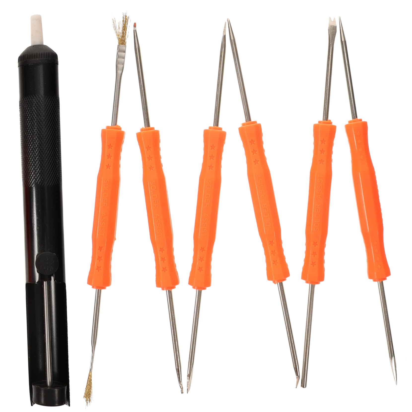 TEHAUX 6pcs Solder Auxiliary Tool Double Sided Soldering Assist Aid Repair Tool with Desoldering Pump Suction Tin Pen for Soldering Accessories