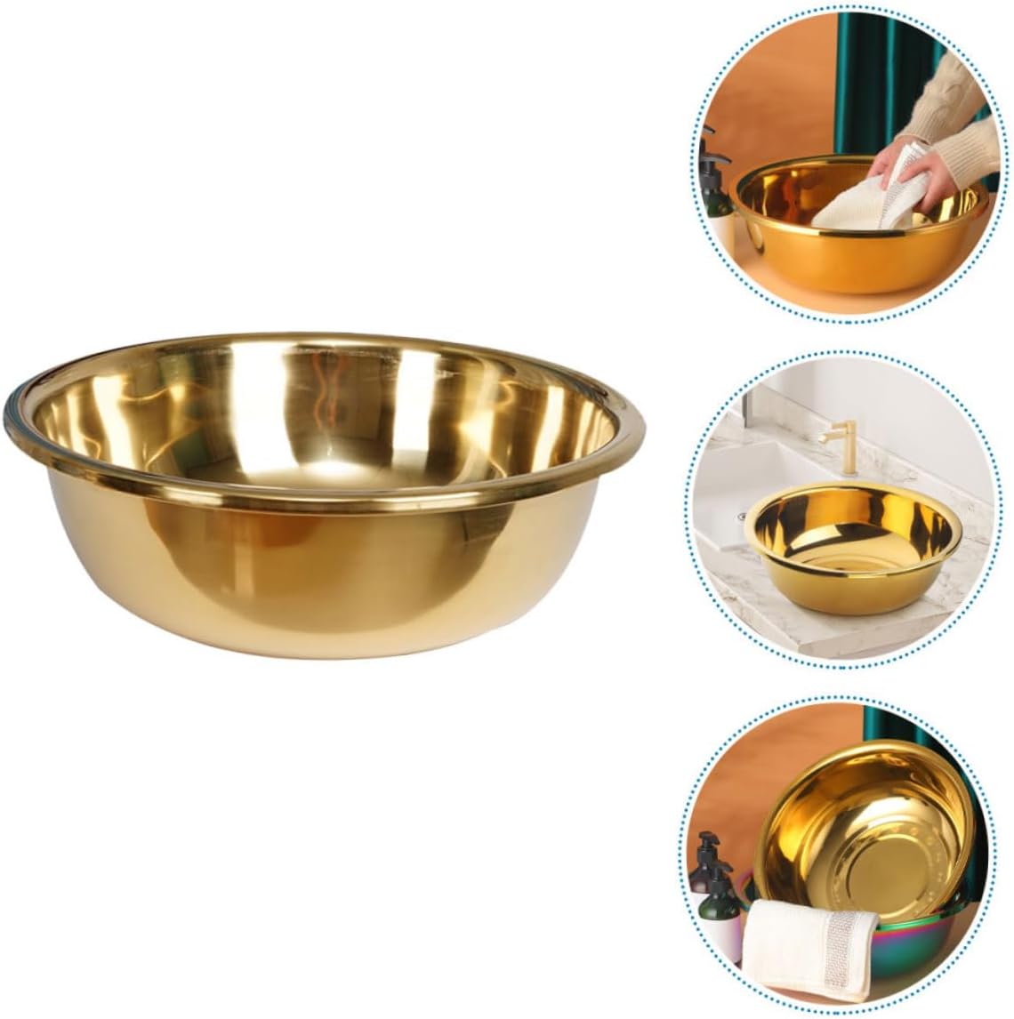 Large Stainless Steel Mixing Bowl Multipurpose Kitchen Basin for Washing Rice Vegetables and Dough Preparation Easy to Clean Home Use