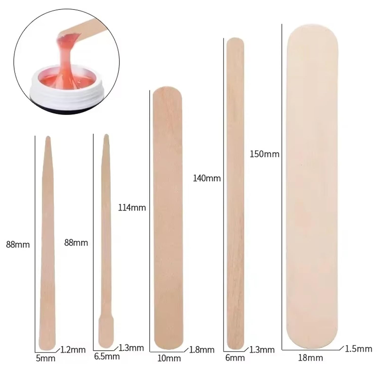 Small Waxing Sticks 1000/2000/5000pcs Disposable Wooden Waxing Stick Wax Bean Wiping Tool Hair Removal Beauty Body(5000Pcs 140X6mm)