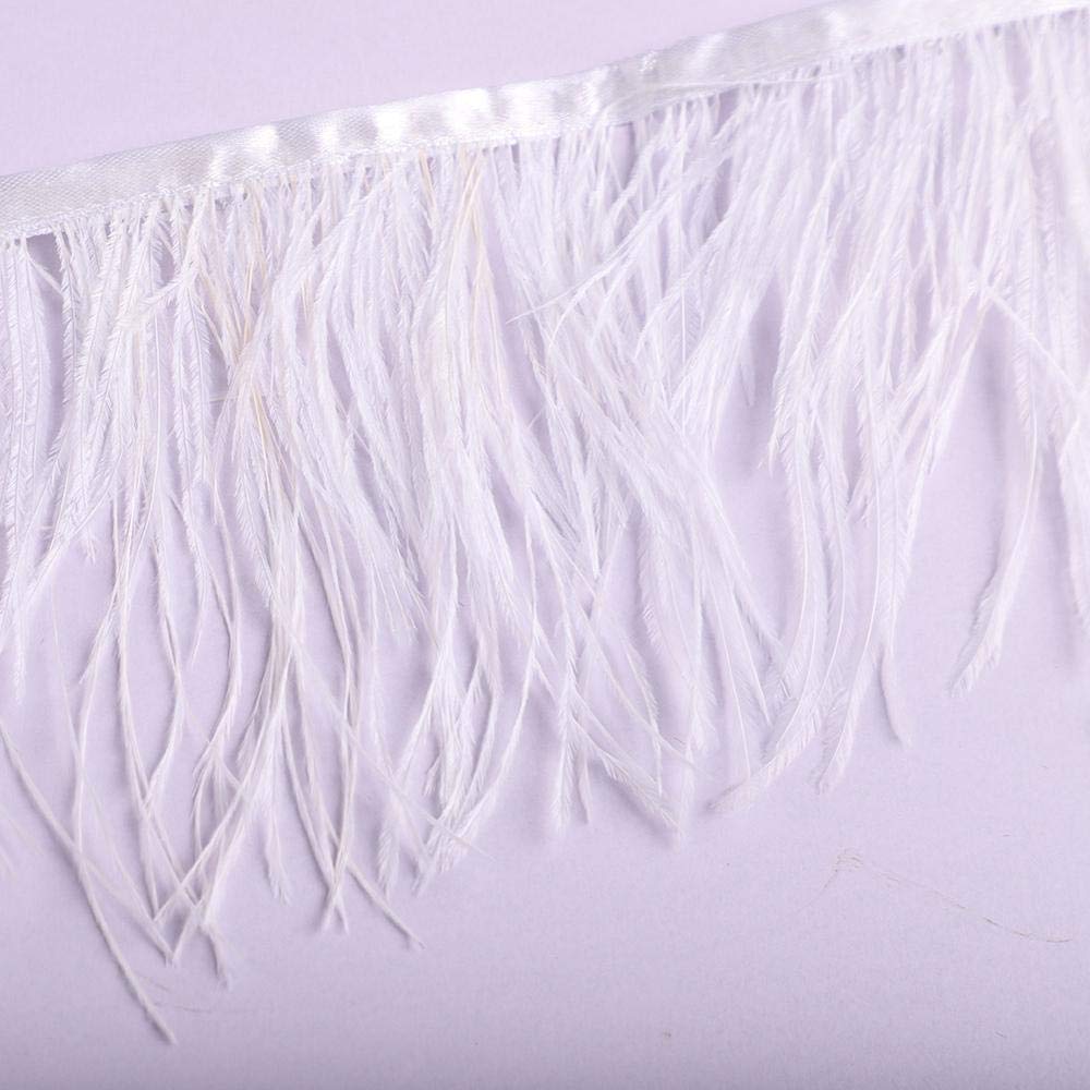 Plumes d'autruche blanches en frange de 5 yards pour mercerie et couture