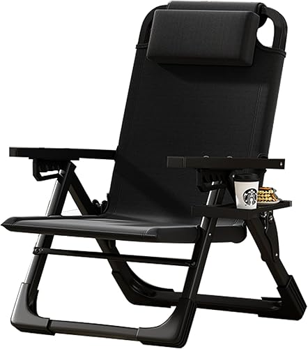 Miniatura 8 de Sillas portátiles para adultos, silla de playa con posiciones reclinables, portavasos y reposacabezas, sillas plegables Oxford para piscina, patio