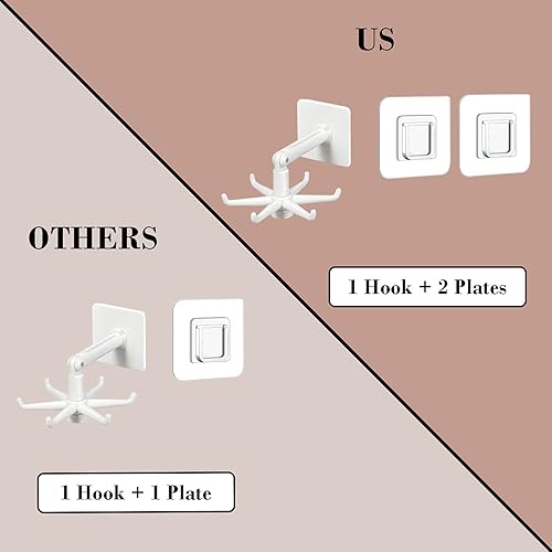Miniatura 3 de Ganchos colgantes para utensilios de cocina, colgador de pared, giratorio de 360 grados, gancho plegable autoadhesivo, estante para utensilios de