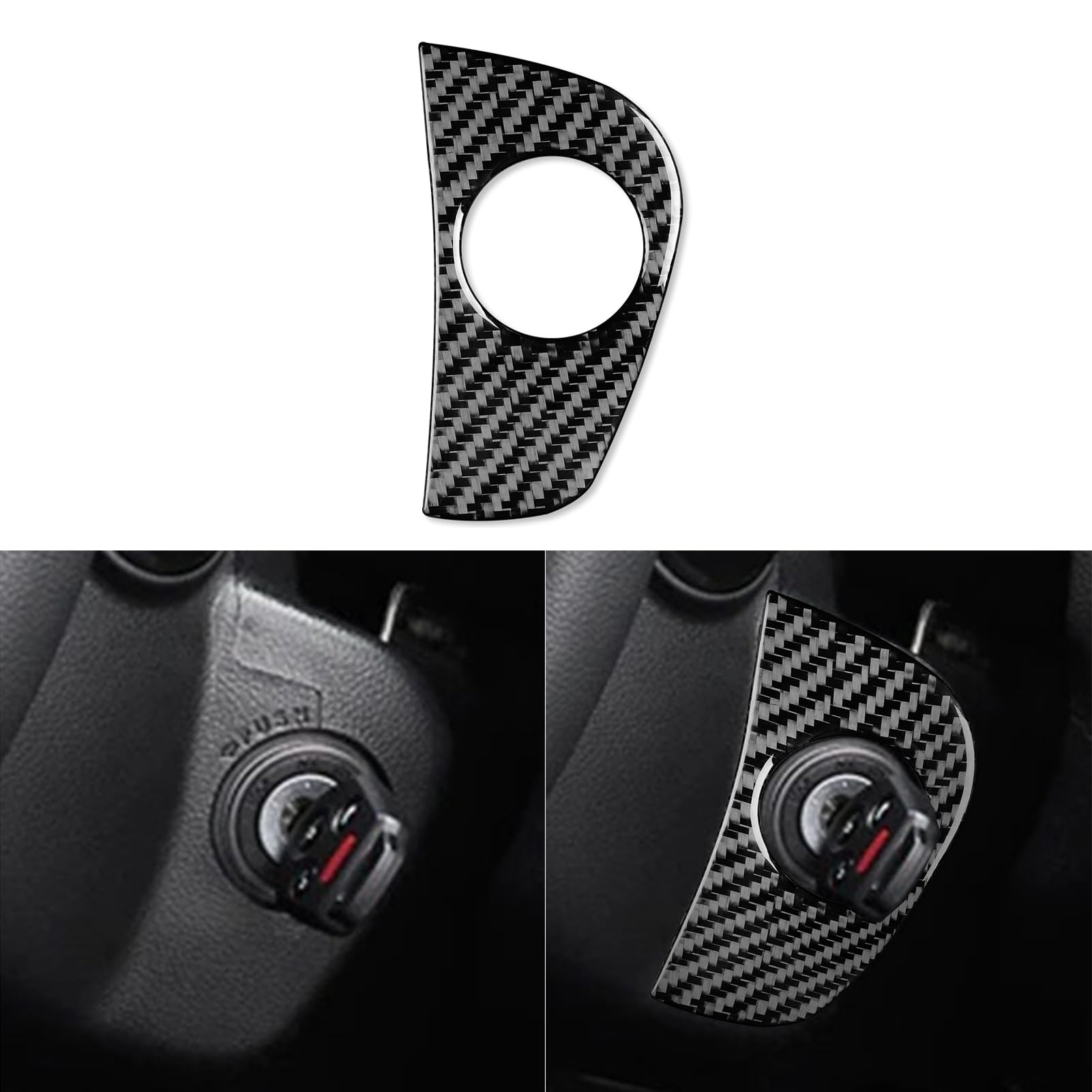 PJFUS Car Dashboard Ignition Switch Keyhole Panel Trim Decoration Sticker Real Black Carbon Fiber Auto Interior Accessories Compatible with Subaru Forester 2013 2014 2015 2016 2017 2018