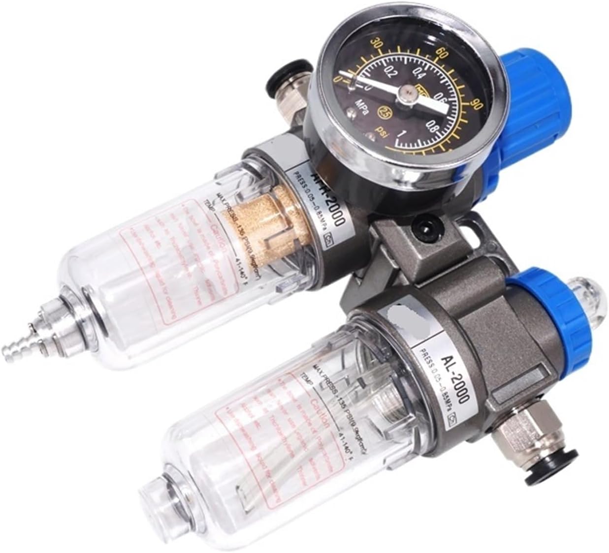 AFC2000 G1/4" Air Filter Regulator Combination Lubricator,FRL Two Union Treatment oil water separation(With 10mm fittings)