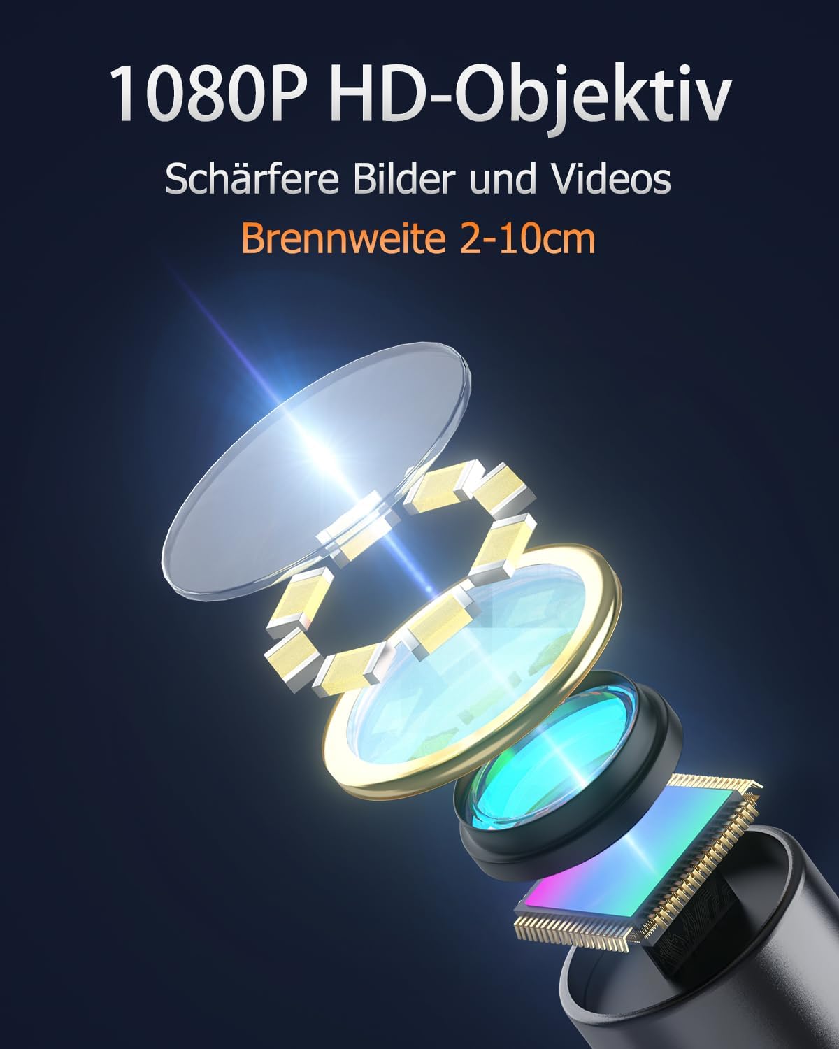 Endoskopkamera mit Licht, AOPICK 4.3" IPS Bildschirm Endoskop mit 10M Halbstarres Kabel, 8mm IP67 wasserdichte Industrielles Inspektionskamera, 1080P HD Rohrkamera mit 8 einstellbaren LEDs