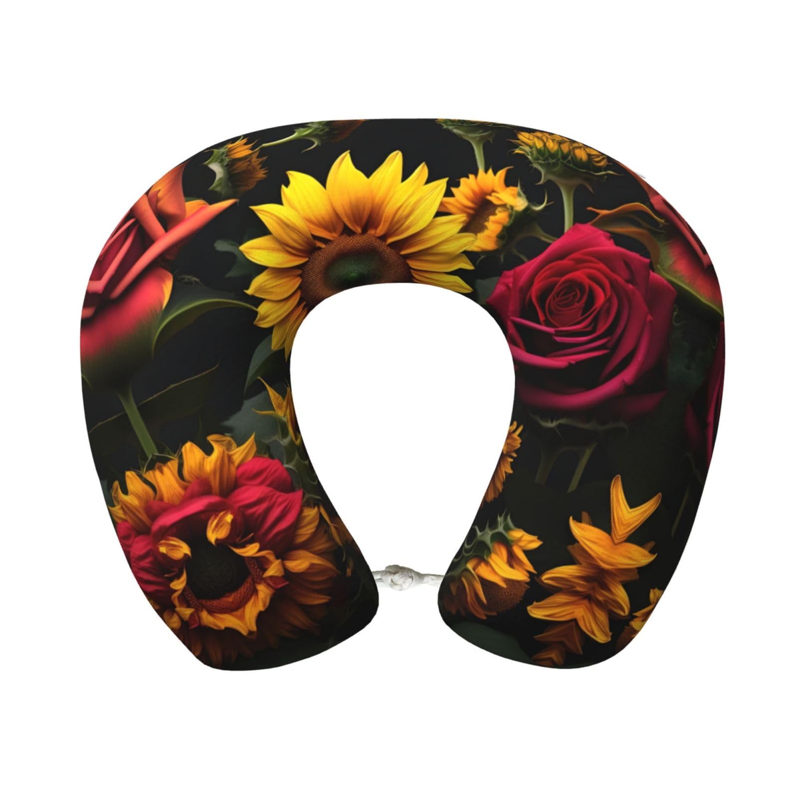 peiyeety Sunflower Rose Print Custom U-Shaped Pillow,Memory Foam Cervical Neck Travel Pillow,for Home,Camping,Travelling