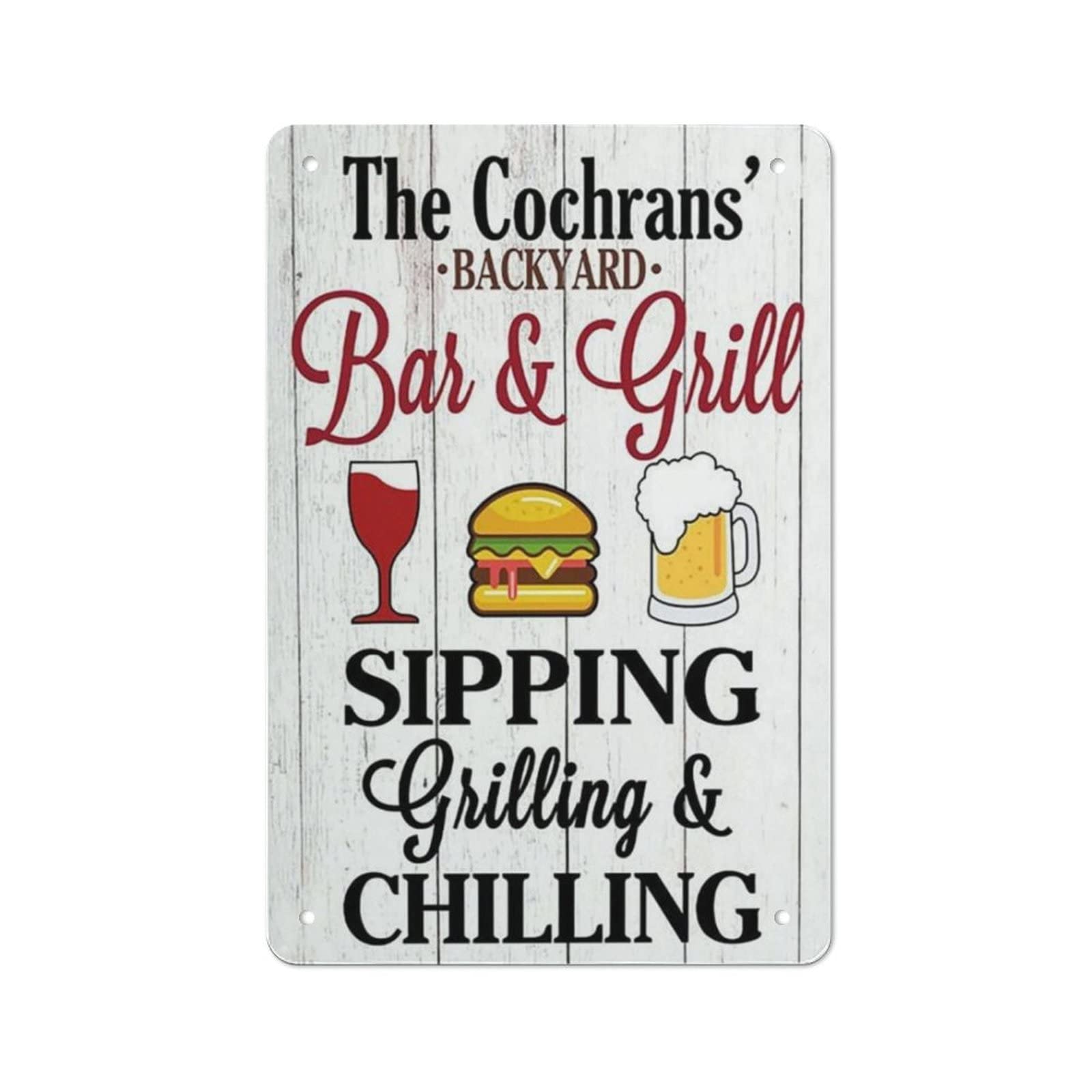 AOOEDM Bar& Grill Metal Tin Signs for Man Cave Funny Art Wall Plaque Kitchen Bar Sign Coffee Shop Garage Wall Decor Hanging Decor