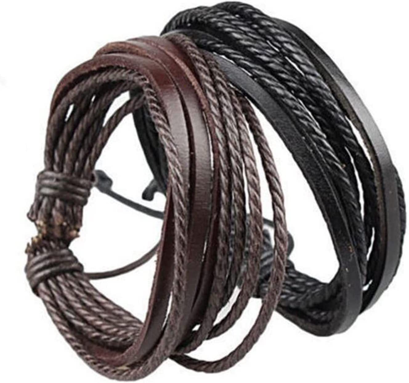 Pulsera de joyería de moda, pulsera de cuerda trenzada de cuero multicapa, pulseras y brazaletes for hombres y mujeres