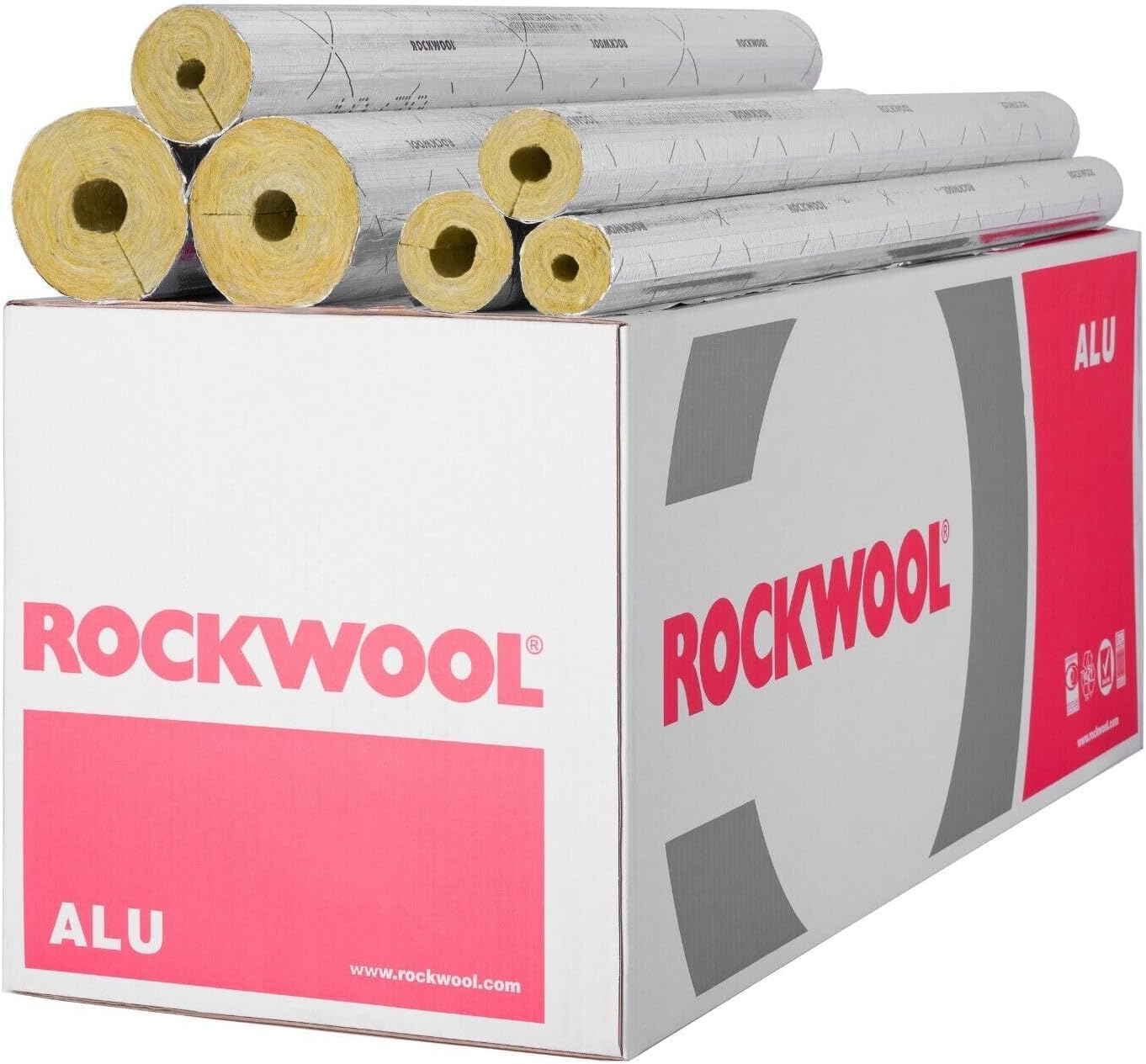 Rockwool - Tubo isolante in lana di roccia, rivestimento in alluminio, WLG 0,035 diverse misure (42 x 40 mm/9 m)