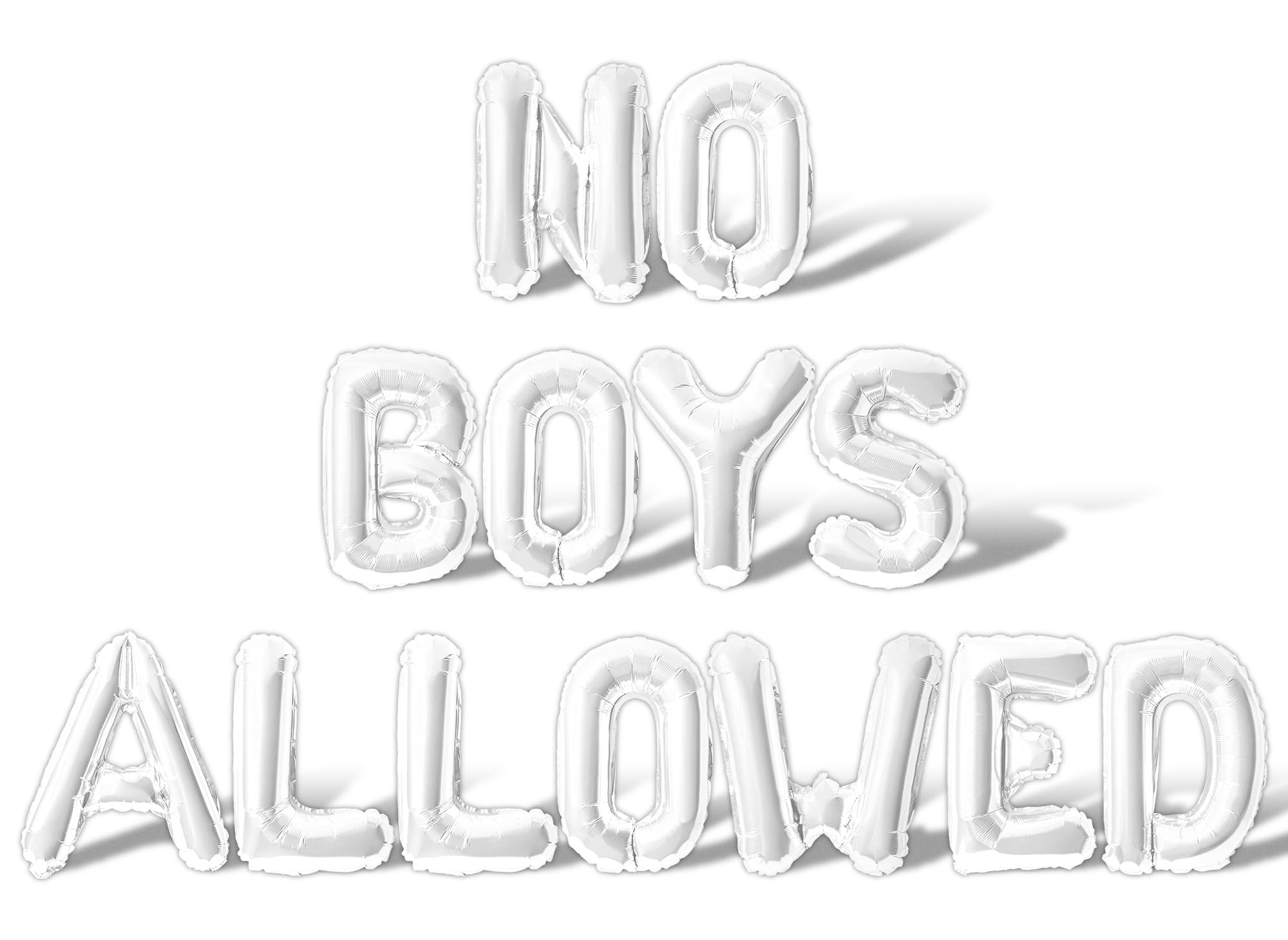 Letter Balloons - NO BOYS ALLOWED 16" Inch Alphabet Letters Foil Mylar Balloon Girls Night Party Banner (White)
