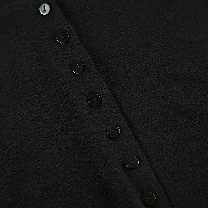 LOFAAC Women Sexy V Neck Button Down Knitted Short Dress Slim Fit Cap Sleeve Flowy Swing Going Out Mini Dress Summer - Image 5