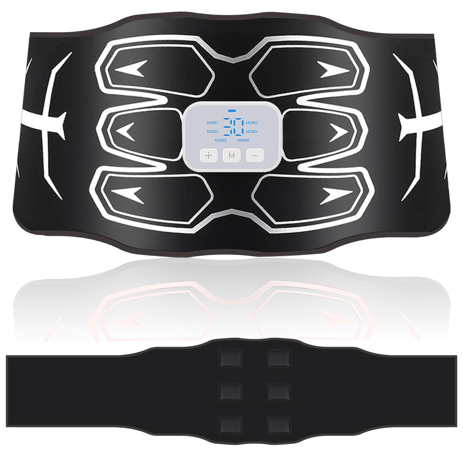 Electroestimulador Abdominal – Cinturón de entrenamiento abdominal lavable , 6 modos, 15 niveles , dispositivo de fitness portátil recargable , Adecuado para el hogar, la oficina, hombres y mujeres