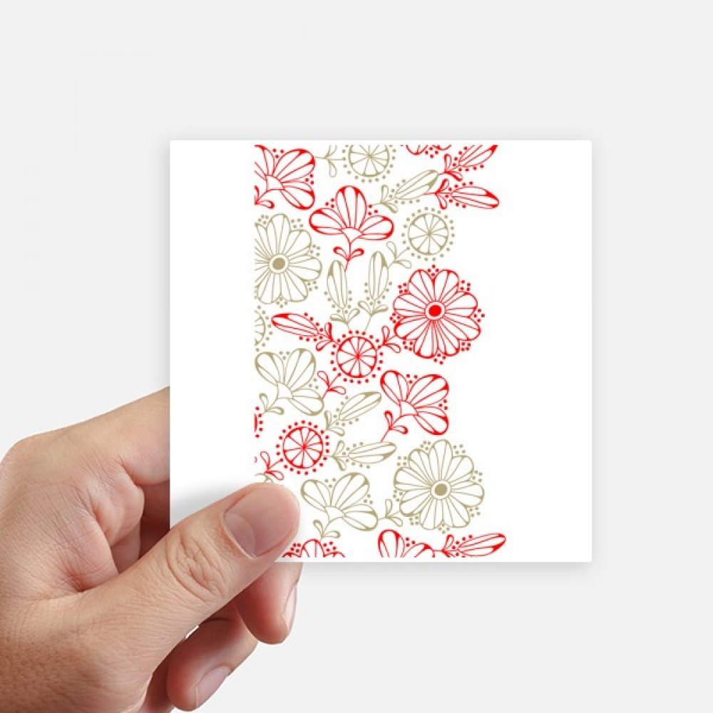 Autocollant carré fleurs fraîches rouge herbe 10cm lot de 8 stickers multicolores pour déco