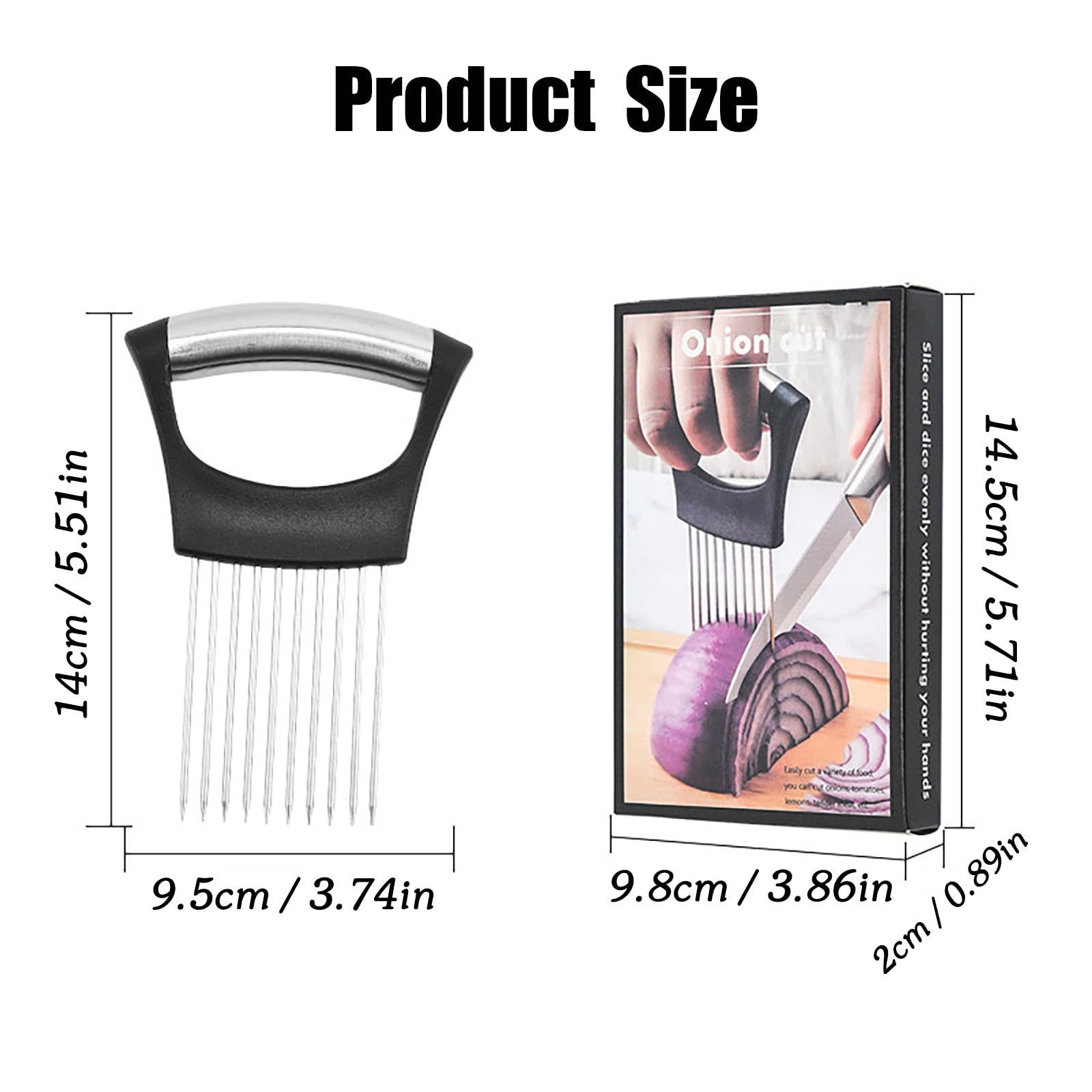 Onion Holder for Slicing, 2025 Upgraded Stainless Steel Lemon Slicer Onion Cutter, Vegetable Cutter Kitchen Chopper Slicing Assistant Tool for Potato and Tomato Avocados Eggs Meat (1)