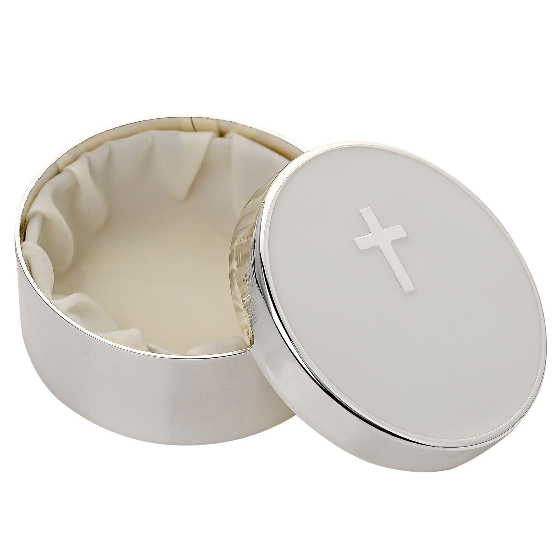 Widdop Faith and Hope Silverplated Cross Trinket Box - Perfect for Christening Presents and Religious Keepsakes - Christening Confirmation Communion Keepsake Box Gift